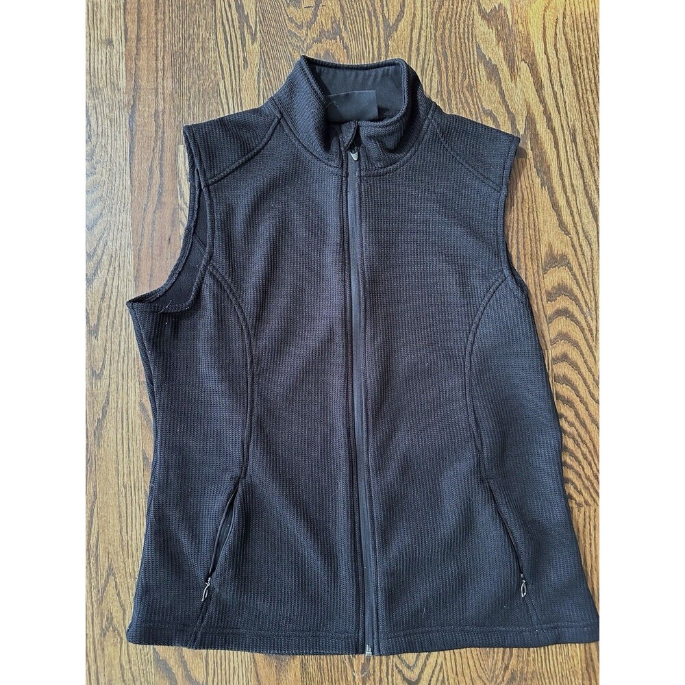 Polar King Heavy Knit 100% Polyester Black Size Large Full Zip‎ Vest Zip Pockets